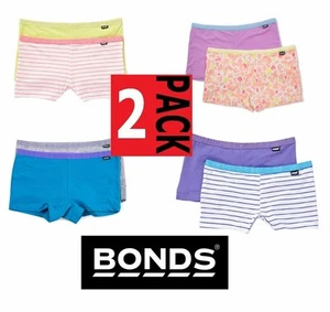 New Girls Kids Bonds 2 Pack Hipster Bikini Shorties Shorts Cotton Netball School - Picture 1 of 19