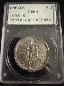 1938-S Oregon Commemorative 50c PCGS MS-64 Rattler Very Beautiful Coin - Picture 1 of 2