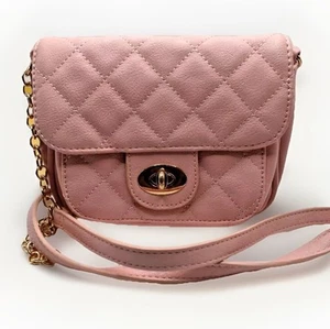 Rosa gesteppte Handtasche mit überkreuzter Schulter und Frontklappe - Bild 1 von 6