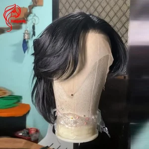 Pelucas de cabello humano delanteras de encaje salmonete corte lobo para hombre pixie corte corto en capas - Imagen 1 de 11