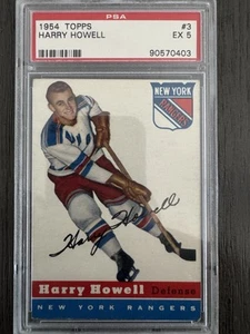💥 Harry Howell 💥1954 Topps #3 PSA 5 EX Vintage Hockey Card NEW YORK RANGERS - Bild 1 von 2