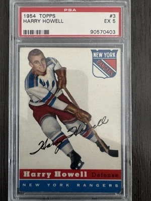 💥 Harry Howell 💥1954 Topps #3 PSA 5 EX Vintage Hockey Card NEW YORK RANGERS - Image 1 of 2