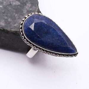 Simulated Sapphire Handmade Unique Gift Ring Jewelry US Size-8.25 AR 75452