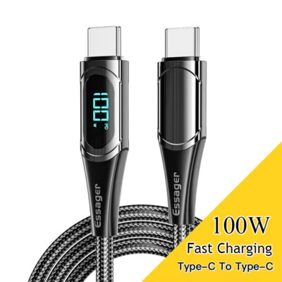 PD 100W USB C to USB C Cable Fast Charging Cord LED Display Type-C Charger U - Image 1 of 4