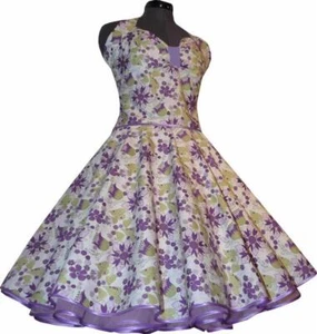 Vestido años 50 enagua blanco flores morado violeta vestido de baile consagración juvenil fiesta - Imagen 1 de 4