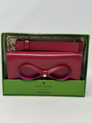 Kate Spade Genuine Leather Adjustable Bow Belt Bag Garnet Red S/M nib designer - Image 1 of 4