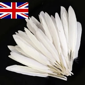 White Goose Feathers Arts Crafts Hat Costume Wedding Colour 4''-8'' UK - Picture 1 of 4