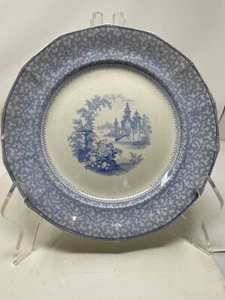9" Staffordshire Romantic "Marino" Pattern Plate ~1840 by George Phillips Blue - Picture 1 of 8