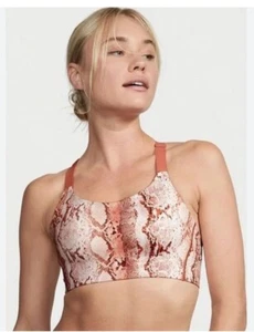 Victoria Secret Incredible On Point Pink Snakeskin Racerback Sports Bra Sz 38D - Picture 1 of 6