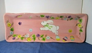 Gates Ware Easter/Spring 18" Rectangle Serving Tray For Bread & More-Light Pink - Picture 1 of 3