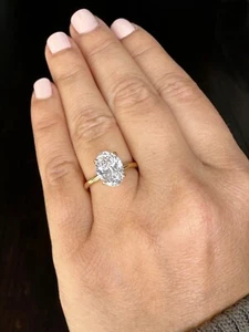OVAL CUT MOISSANITE ENGAGEMENT RING 14K YELLOW GOLD BRIDAL SOLITAIRE 3.00CT - Picture 1 of 18