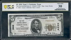 1929 $5 The First National Bank Corsicana, Tx PCGS 30 TYPE 1 - Picture 1 of 3