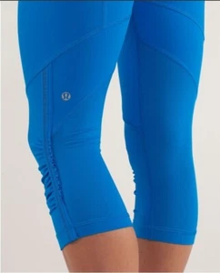 Lululemon Blue Run For Your Life Laceoflage Skinny Crop Leggings Size 6 EUC - Picture 1 of 11