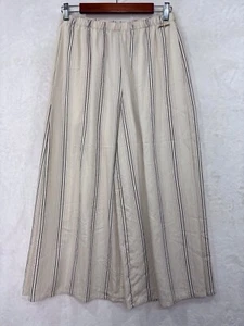 ELIE TAHARI Extra Wide Leg Cropped Pants Palazzo Women S Cream Black Striped NEW - Picture 1 of 16