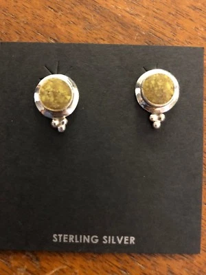 Pendientes Nativo Americano Navajo Indio Poste Jaspe? Ágata? #235 Foto 1 de 2