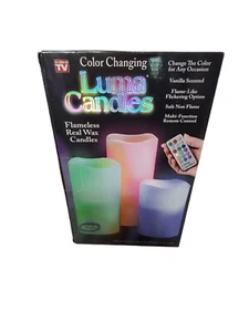 Set of 3 Luma Flameless Real Scented Wax Candles W/Remote. - Picture 1 of 2