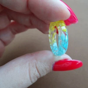 Spikelets Resin Ring blau gelb Versprechen Ringe Paare klar Schmuck Verlobung - Bild 1 von 8