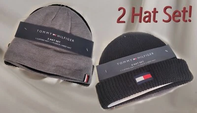 Tommy Hilfiger Juego de 2 Sombreros, Sombrero con Puños y Sombrero Forrado de Vellón, Negro, Gris ¡ENVÍO GRATUITO! Foto 1 de 4