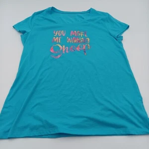 No Boundaries Shirt Girl's XL 15-17 Blue You Make Me Wanna Shop Short Sleeve - Picture 1 of 6