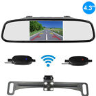 Wireless 4.3" Car Backup Camera Rear View System Night Vision + Mirror Monitor