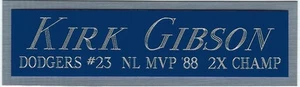 KIRK GIBSON DODGERS NAMEPLATE AUTOGRAPHED Signed BASEBALL-JERSEY-BAT-PHOTO-CAP - Picture 1 of 5