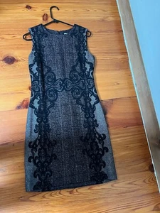 abito diane von furstenberg taglia 6, nero, grigio, senza maniche, stampa pizzo - Foto 1 di 7