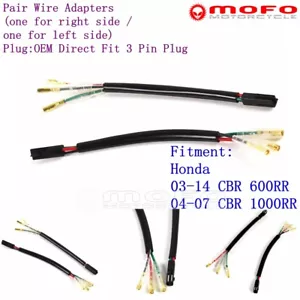 2X 3 Pin Turn Signal Wire Adapters Plugs Connector For Honda CBR 1000RR 2004-07 - Picture 1 of 10
