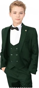 Boys Suits Tuxedo Slim Fit 3 Piece For Kids Wedding Formal Suit Jacket Vest Pant - Picture 1 of 31