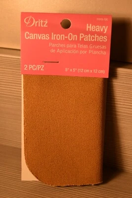 Dritz 2-Pack 11010-72C Patches, Iron-On, Heavy Canvas,Golden Brown , 5 x 5-Inch - Image 1 of 2