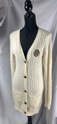 GANT Ivory Lambswool Long Button Down Cardigan Sweater Size M - Image 1 of 4
