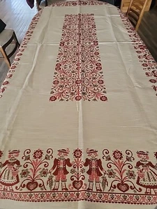 Tovaglia tessuto Austria originale d'epoca tessuto tirolese arte popolare - Foto 1 di 12