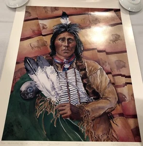 Two Hatchet Kiowa with Buffalo Blanket Carla Lovato Signed And Numbered Print - Picture 1 of 8