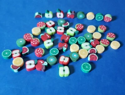 54 Piezas Cuentas Novedad Mezcla Frutas Manzanas Fresa Kiwi Lima Limón Sandía Foto 1 de 3