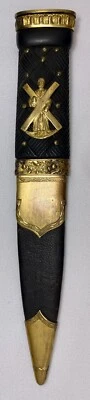 Antiguo reloj negro Highlander escocés de principios del siglo XX regimiento Sgian Dubh Skean Dhu Foto 1 de 4