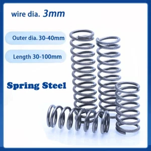 Compression Spring 3mm Wire Diameter 30-40mm OD 30-100mm Length Pressure Spring - Picture 1 of 9