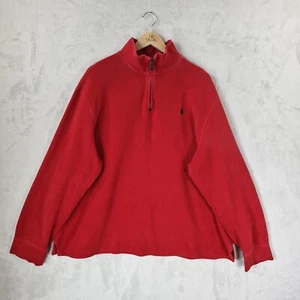 Polo Ralph Lauren Jersey Rojo Para Hombres XXL 2XL 1/4 Cremallera Acanalado Poni Tejido Clásico - Imagen 1 de 13
