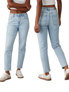 American Eagle Mom Jeans High Rise Strigid Comfort Stretch Waistband 0 2 4 8 - Picture 1 of 8