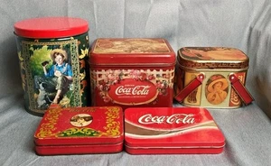 Lot Of 5 Vintage Coca-Cola Tins - Picture 1 of 10