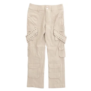 NUOVO ZARA Edizione Limitata Donna Beige Pantaloni Cargo Cinghie Lino Utility Small - Foto 1 di 9