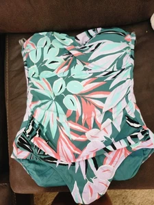 NEU ANNE COLE XXL Floral Sweetheart Rüschen Einteiler Badeanzug, mehrfarbige Pads - Bild 1 von 5