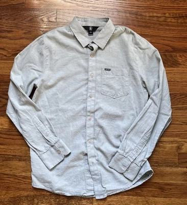 Volcom Solid Button Shirt W Pocket Gray Mens Size Small True To This - Image 1 of 4
