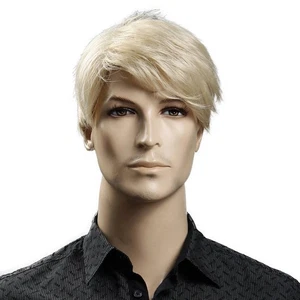 Synthetic 6inch Short Blonde Wig Natural Hair Men Straight HairStyles Heat Re... - Picture 1 of 6
