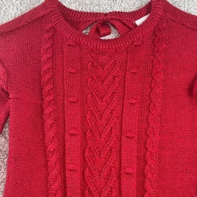 红色电缆针织毛衣连衣裙情人节圣诞连衣裙 XS 4 码 — 第 1/4 张图片