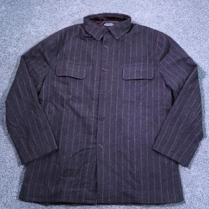 Giacca vintage J. Peterman uomo 40 marrone a righe foderata in lana con bottoni shacket - Foto 1 di 14