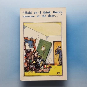 Comic Postkarte Autounfall Haustürtelefon um 1940 H.B. Ltd - Bild 1 von 2