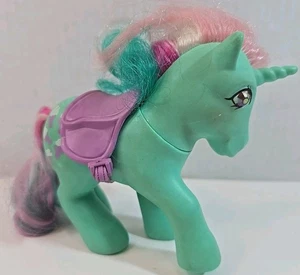 Vintage 1985 My Little Pony G1 Fizzy Twinkle Eye Unicorn Green With Saddle - Picture 1 of 6