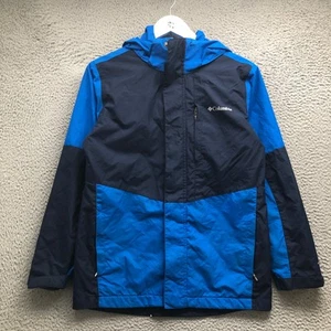 Columbia Outgrown Insulated Hooded Jacket Boys Youth Large L Full Zip Logo Blue - Picture 1 of 12