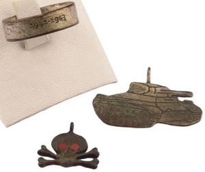 Tanque 1941-1943 Anillo Segunda Guerra Mundial Fuerza Blindada Segunda Guerra Mundial Calavera Huesos Colgante Conjunto Ejército Militar - Imagen 1 de 10