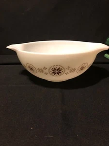 PYREX CINDERELLA NESTING MIXING BOWL TOWN & COUNTRY 444 WHITE BROWN EXCELLENT - Picture 1 of 5