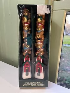 Vintage Bears 10in Novelty Christmas Candle Sticks Set of 2 - Picture 1 of 5